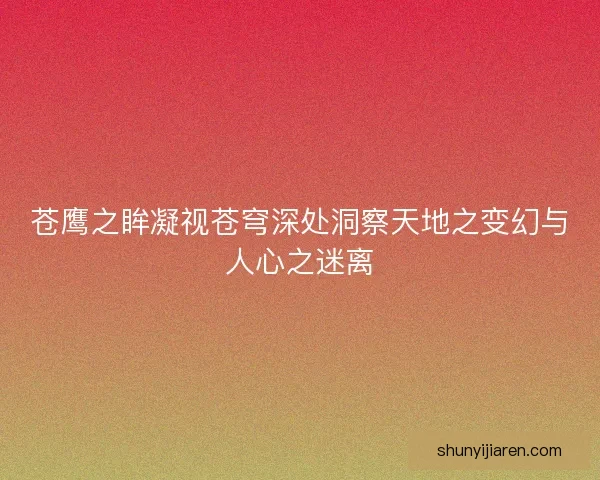 苍鹰之眸凝视苍穹深处洞察天地之变幻与人心之迷离