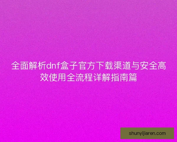 全面解析dnf盒子官方下载渠道与安全高效使用全流程详解指南篇