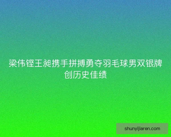 梁伟铿王昶携手拼搏勇夺羽毛球男双银牌创历史佳绩
